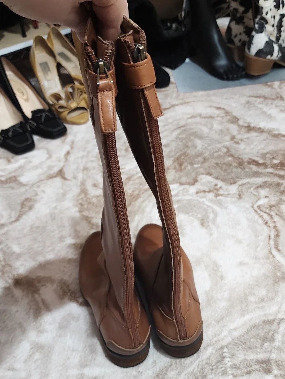Sam Edelman Women's Knee-High Leather Riding Boots — Tan